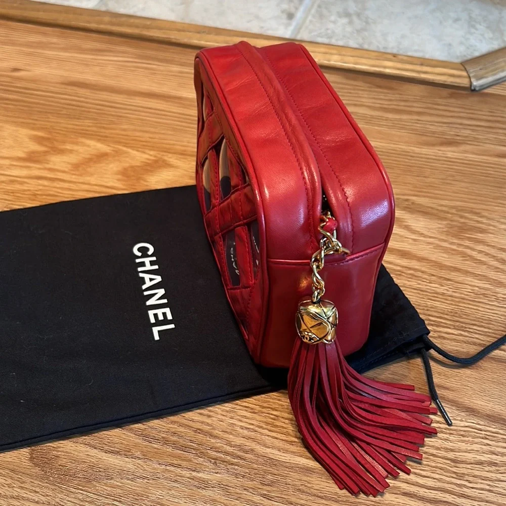 CHANEL Vintage Red Leather Crossbody Bag | Karl Lagerfeld 1989–1991 | Authentic